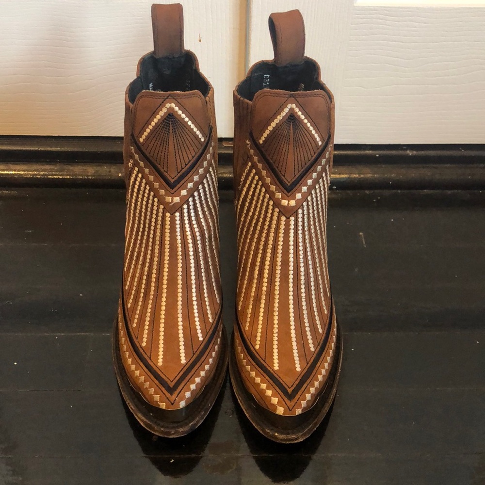 Yippee Ki Yay by Old Gringo Quincy Suede Shedron Ankle Boots  5 New Brown Multi